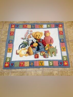 1990’s VTG Daisy Kingdom "Blue Jean Teddy" Toy Blocks Quilt/Wall Accent/Playmat